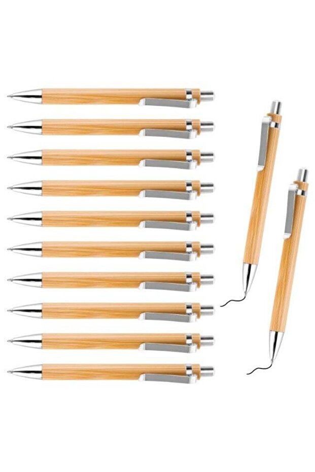 12 Pieces Ballpoint Pen Ballpoint Pen, Bamboo Ballpoint Pens, Bamboo Wooden Retractable Ballpoint P