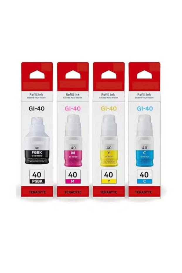GI-40 PGBK/C/M/Y (4-Pack Pigment Black Cyan Magenta Yellow) GI 40 Compatible Ink Bottle Replacement