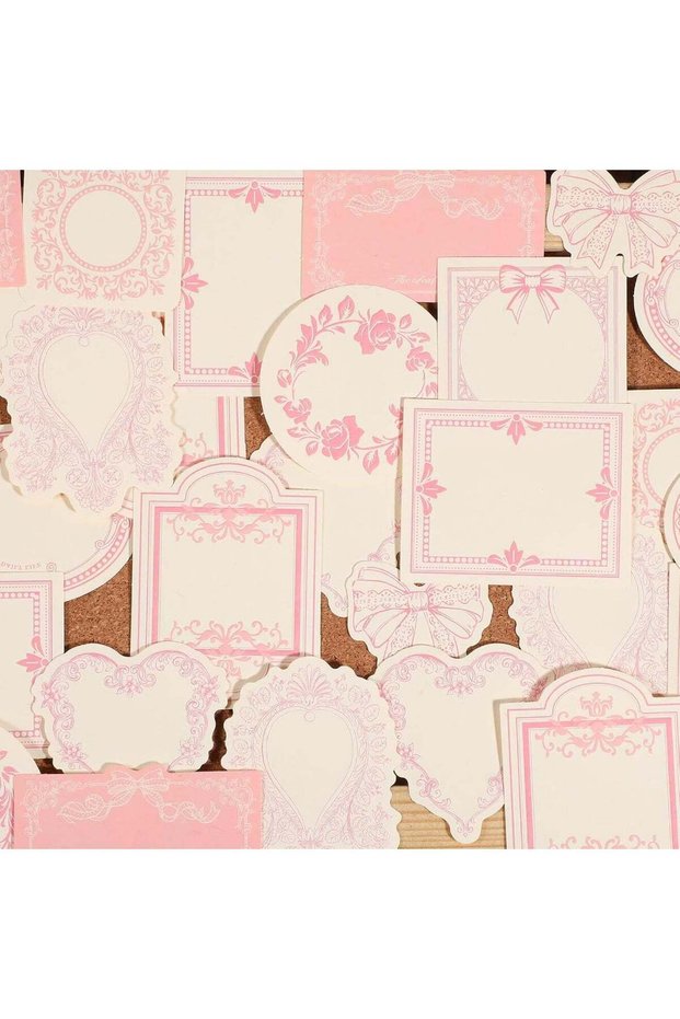 [30 Pcs] Vintage Pink Lace‑Edge Scrapbook Paper Set, Embossed Floral Decorative Paper, Aesthetic Re