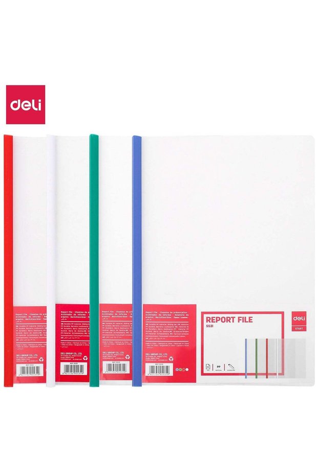 Deli E5531 Report Files, 1 pack with 5 pieces, A4, Random Colors