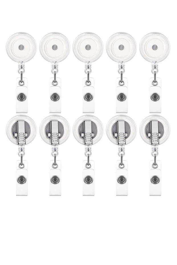 10 Pieces Retractable Badge Holder Reels with Swivel Alligator Clip, ID Card Holder Name Badge Reel