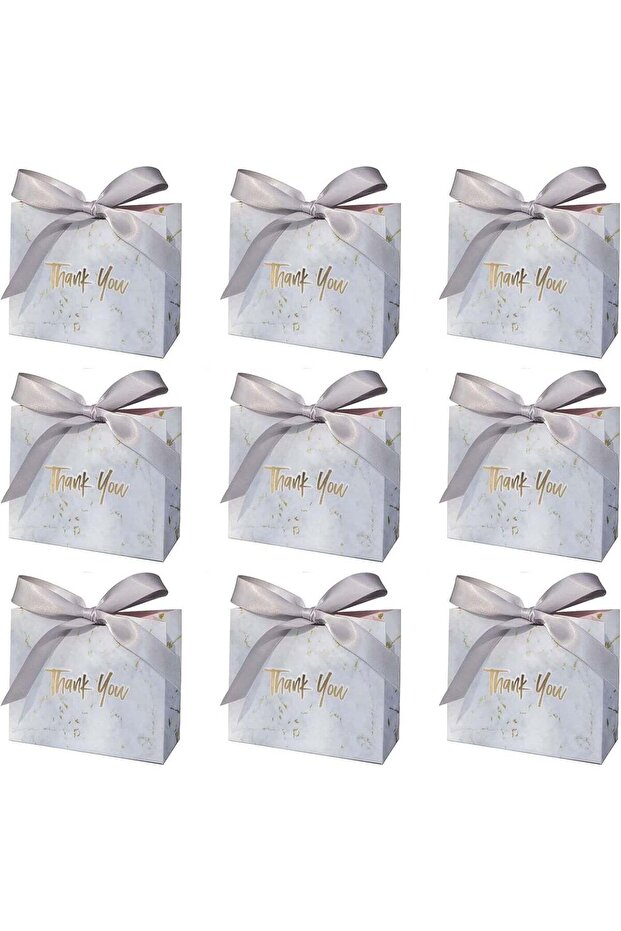 24 Pcs Thank You Gift Bags with Bow Ribbon - Small Paper Favour Bags for Parties, Grey