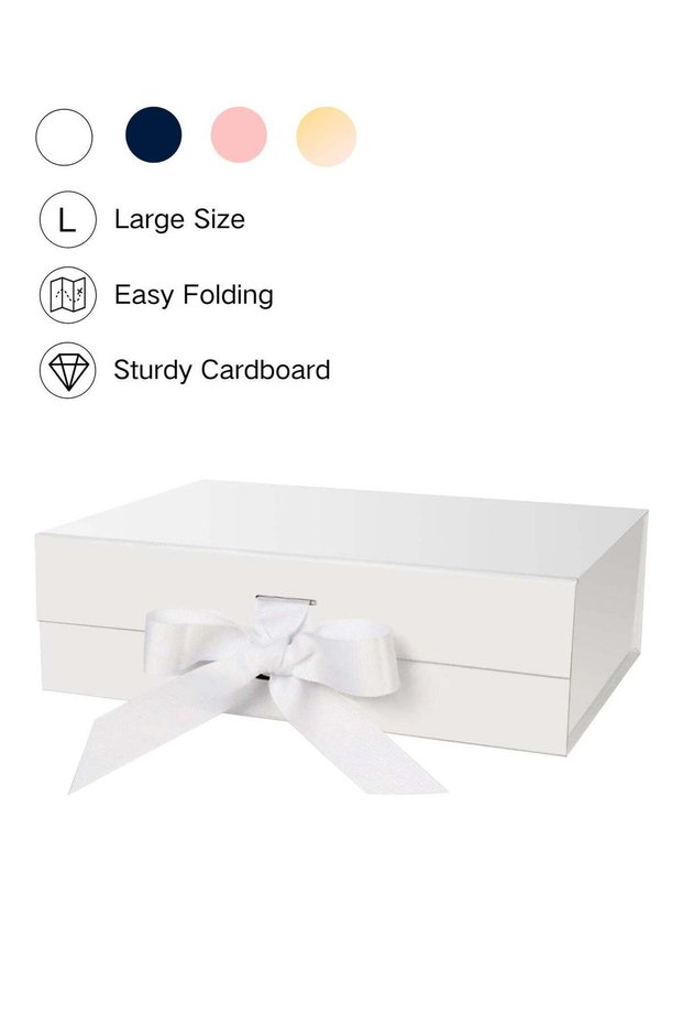 White Gift Box with Ribbon,34x25x12.5 cm Luxury Gift boxes for Presents with Lids Magnetic Closure