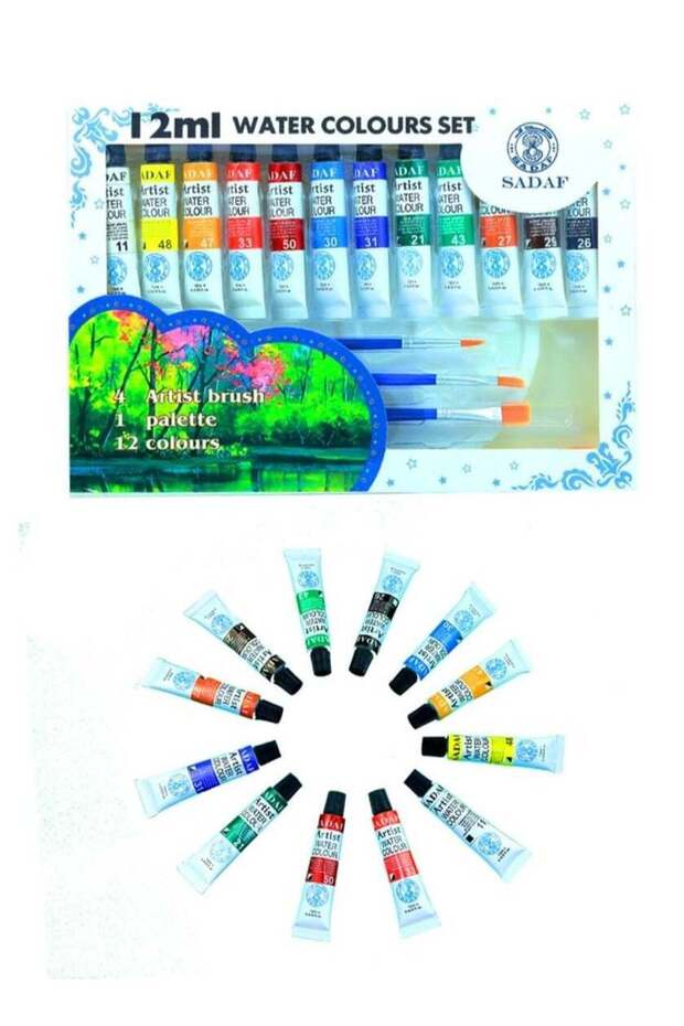 12-Piece Watercolour Paint Set With Four Brushes And A Palette
