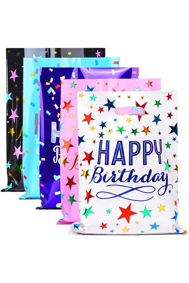 Party Favor Bags, 50pcs Assorted Color Goodie Gift Bags for Kids Birthday Parties, Durable Small Tr