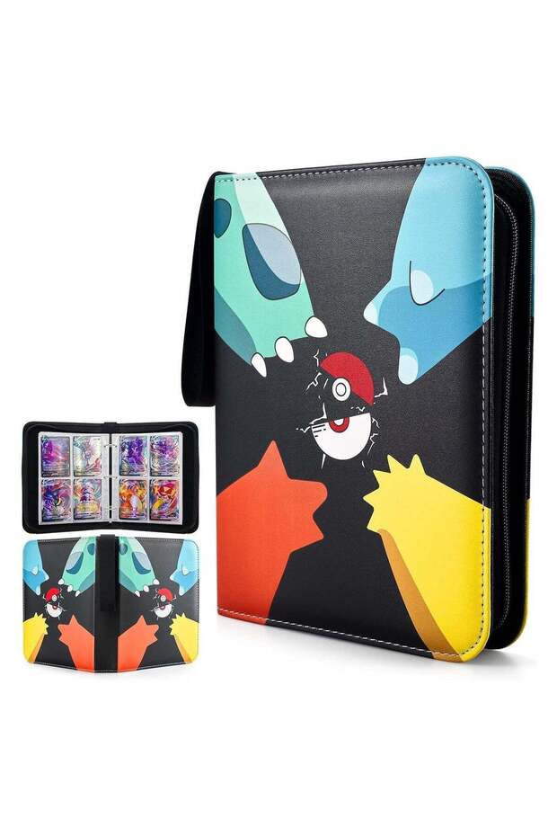 Trading Card Binder With Sleeves 400 Pockets PU Pokemon Cover Cards Holder Album Waterproof Folder