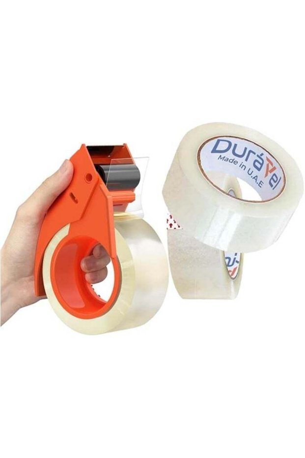 Duravel Clear Tape 2 pcs with Dispenser - Heavy Duty 2 inch x 50 YDs- clear tape roll - clear tape