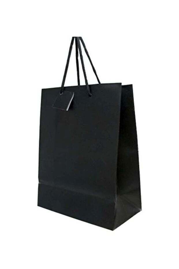 10-Piece Paper Gift Bag Set 8x4x10 inch Black