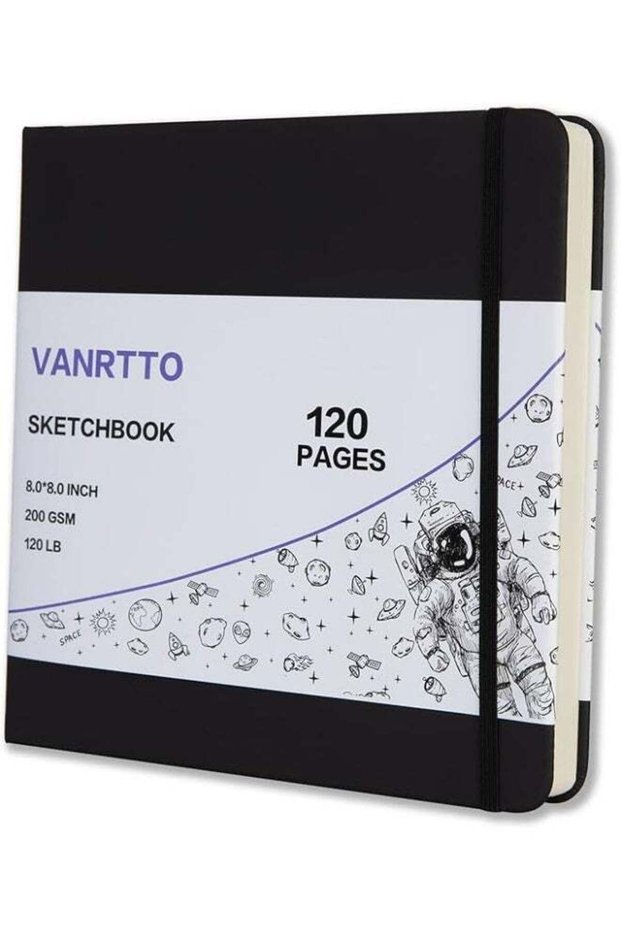 Hardcover Square Sketch Book, 120lb/200GSM Sketchbook Thick Drawing Paper for Marker Watercolor Pen