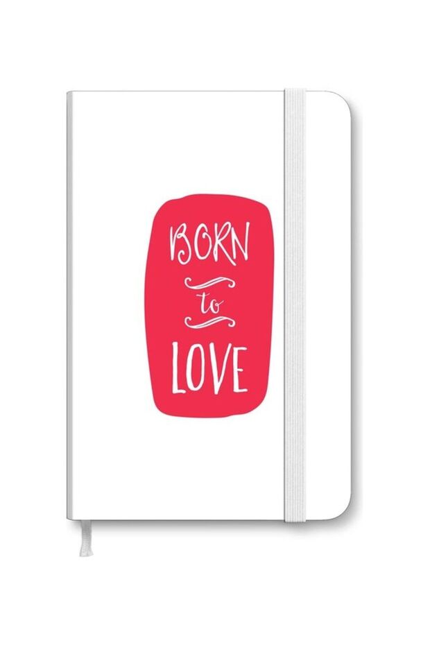 Designer A5 Thick Hardcover Notebook - Born To Love White/Pink