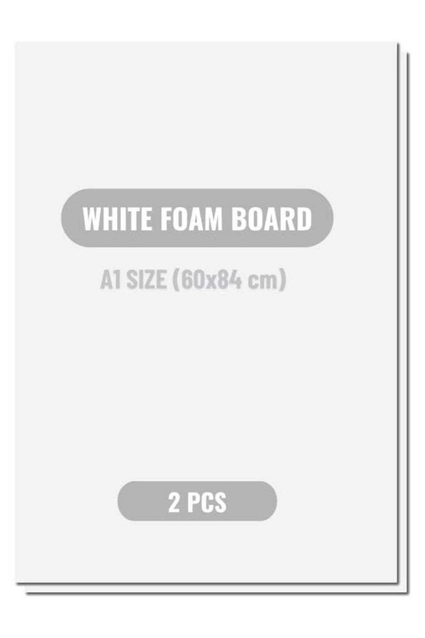 ARS® A1 White Foam Board - 2 Pcs (60x84 cm, 5mm Thick) for Arts and Crafts