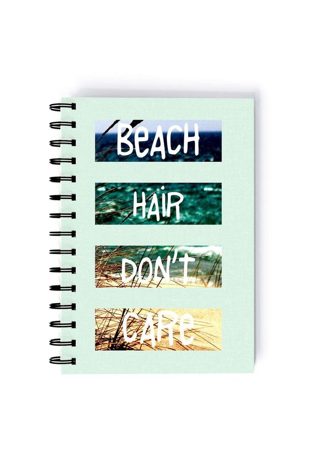 Spiral A4 Notebook Beach Vibe Funny Quote Beach Hair Blue Aesthetics