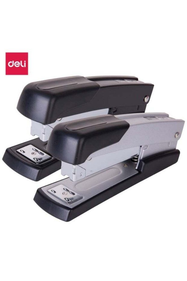 Deli E0416 Stapler 1 piece, 50 Sheets, Rotatable Anvil, Front Loading, Black/Silver