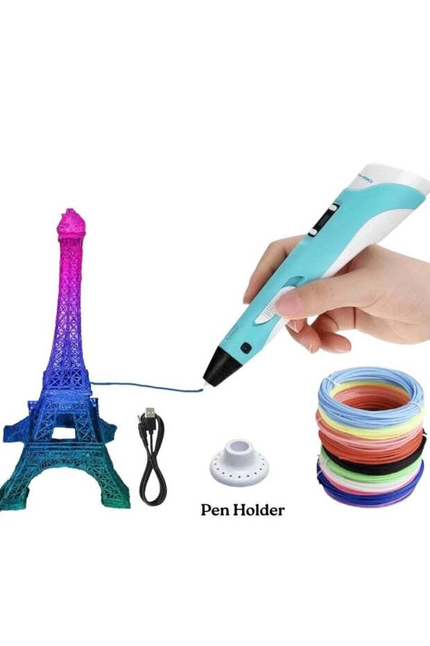3D Printing Pen Multicolour with LCD Display – Compatible with 1.75mm PLA/ABS Filament – USB Powere