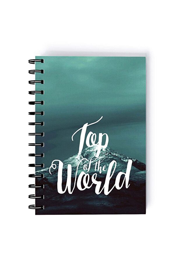 Spiral A4 Notebook Inspirational Quote Motivations Top of the World Mountains Aesthetics