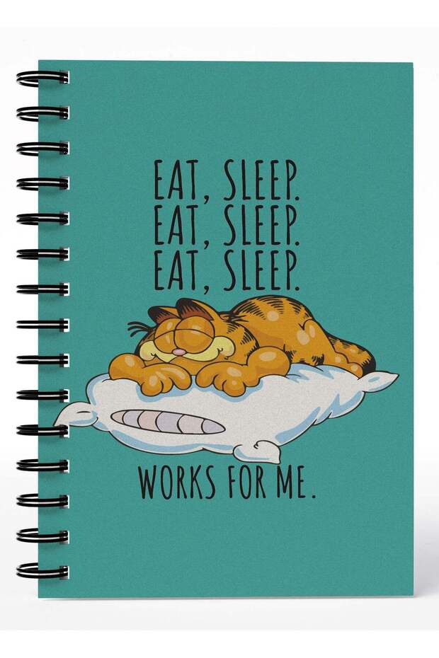 Wirebound Spiral Notebook Garfield Eat Sleep Quote Lined Writing Journal