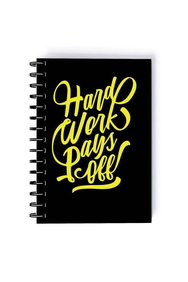 Spiral A4 Notebook Typography Motivation and Inspirational Quote Hard Work Pays Quote Black Aesthet