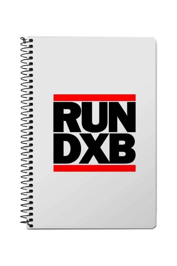 Run DXB Printed A5 Spiral Notebook White/Red/Black