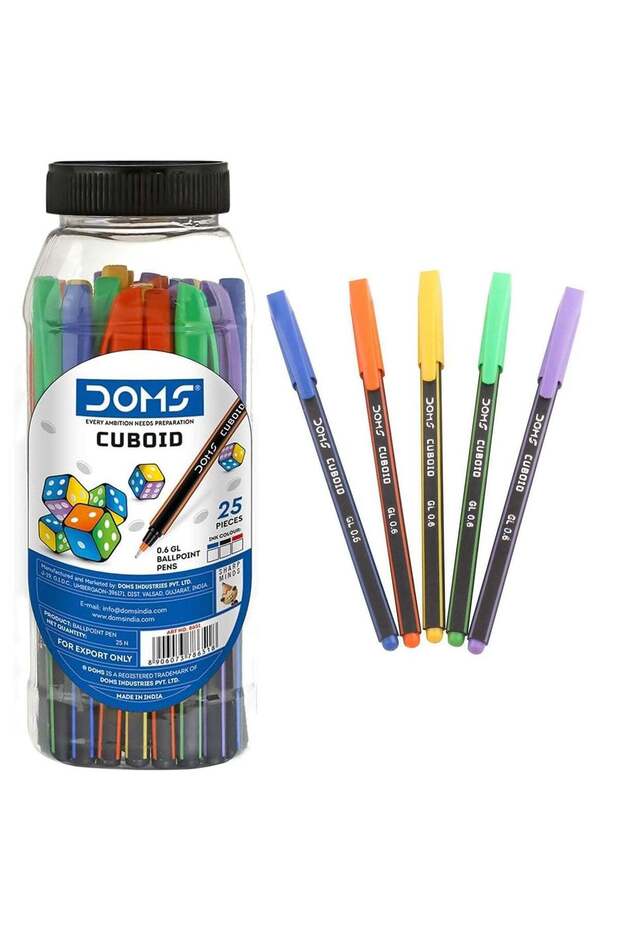 25-Piece Cubiod Ballpoint Pen 0.6mm Tip Blue Ink
