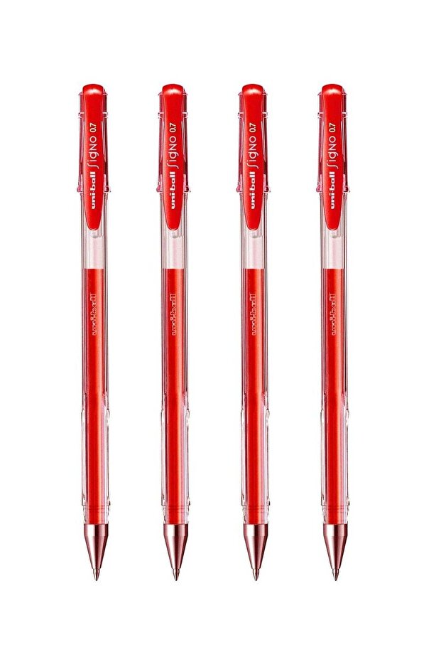 4-Piece Signo Roller Pen 0.7mm Tip Red Ink