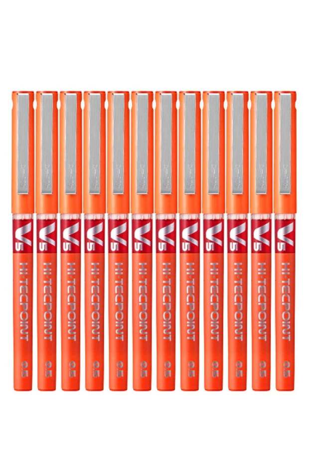 12-Piece Hi-tecpoint V5 Fine Rollerball Pen Orange Ink