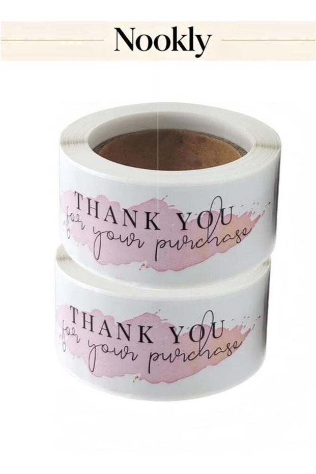 240PCS Thank You Stickers, Self-Adhesive Rectangular Sealing Labels, Durable Paper Sticker Roll for