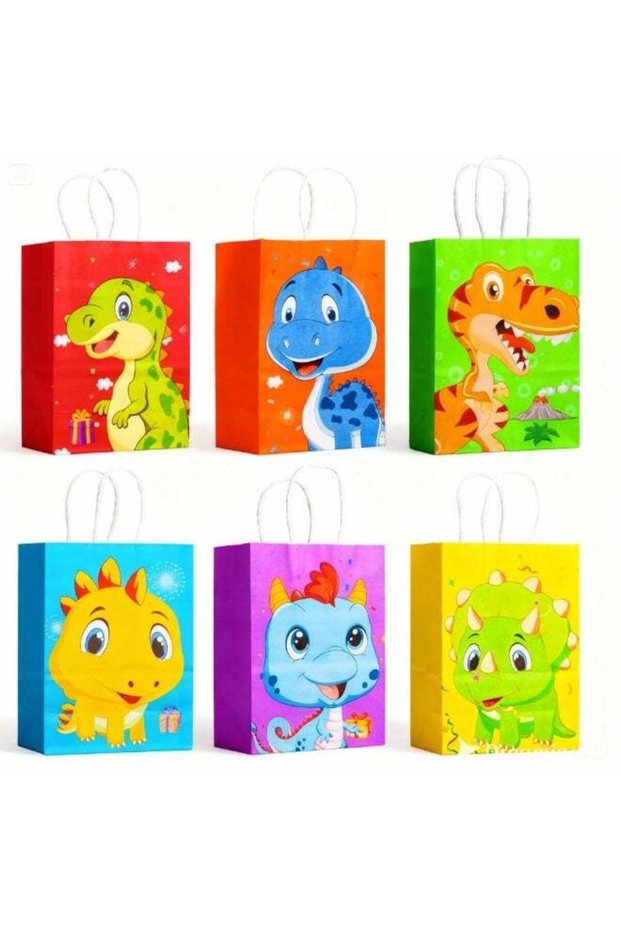 Dinosaur Party Bags - 18Pcs Party Favor Bags, Candy Treat Bag for Party, Goody Gift Bags with Handl