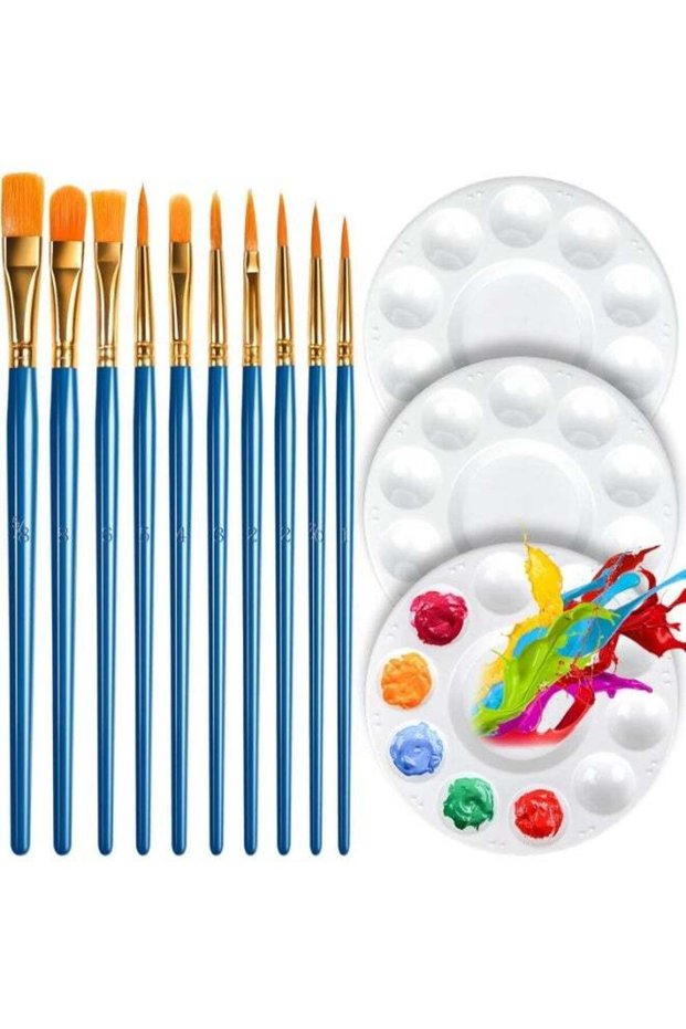 Paint Brushes & Round Paint Palette Set, Paintbrushes, Synthetic Paint Brush, Brushes for Painting,