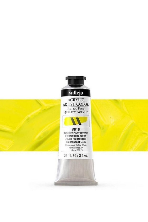 Acrylic Artist Color Fluorescent Yellow #616 – Bright Neon Acrylic Paint 60ml Tube