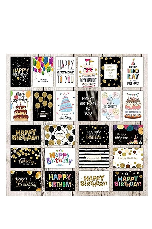 Birthday Cards Multipack of 24, Birthday Card Set Includes 24 Mixed Happy Birthday Card Designs, Bl