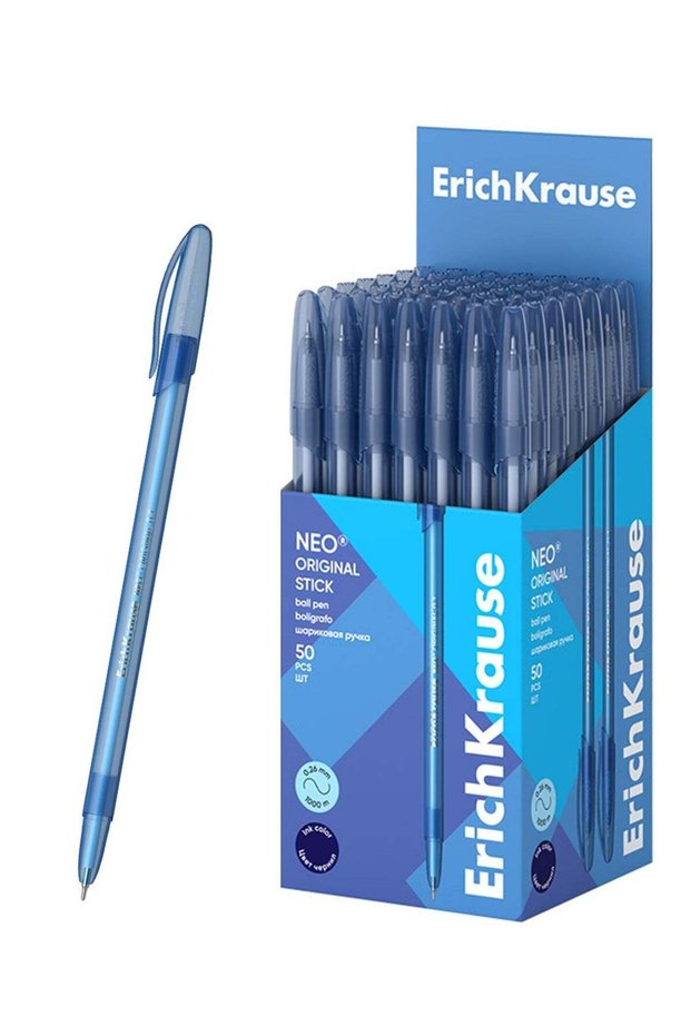 50-Piece Neo Original Stick Ballpoint Pen 0.7mm Tip Blue Ink