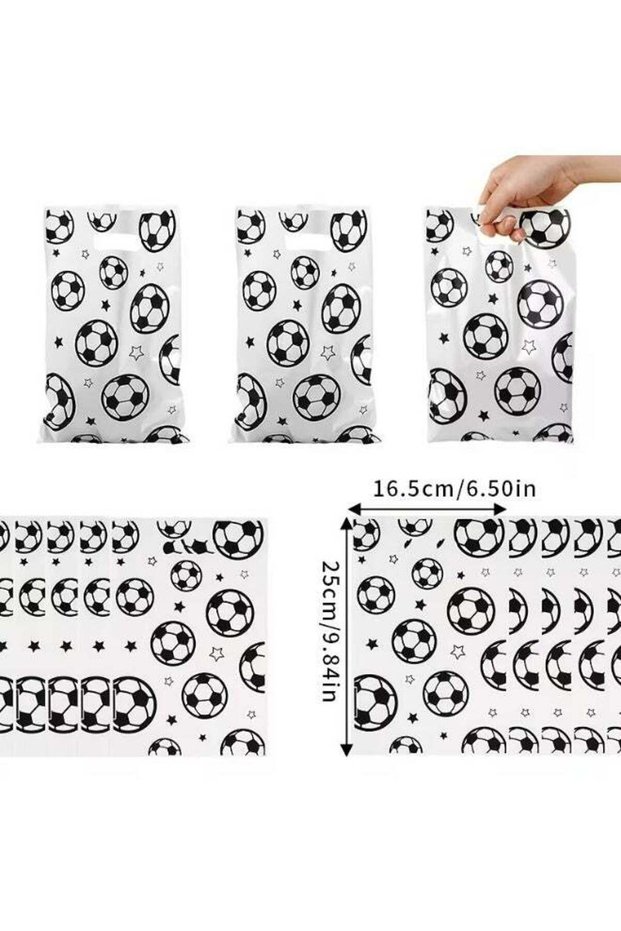 30pcs black and white football gift bag, plastic gift bag tote bag, simple design football sports t