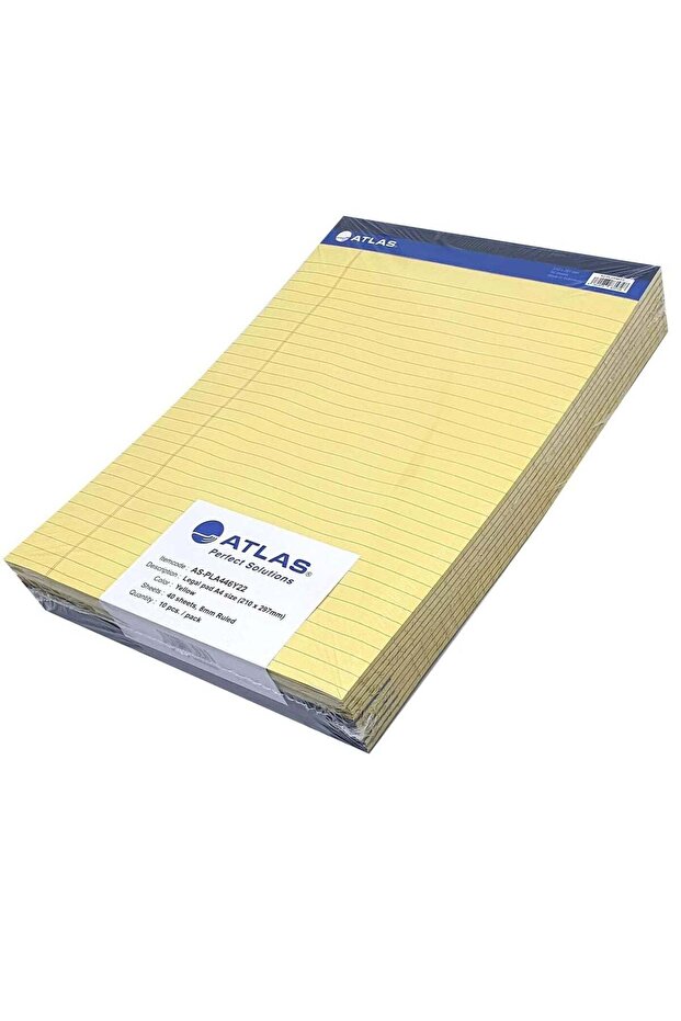 10-Piece A4 Size Yellow Legal Pad 40 Sheets