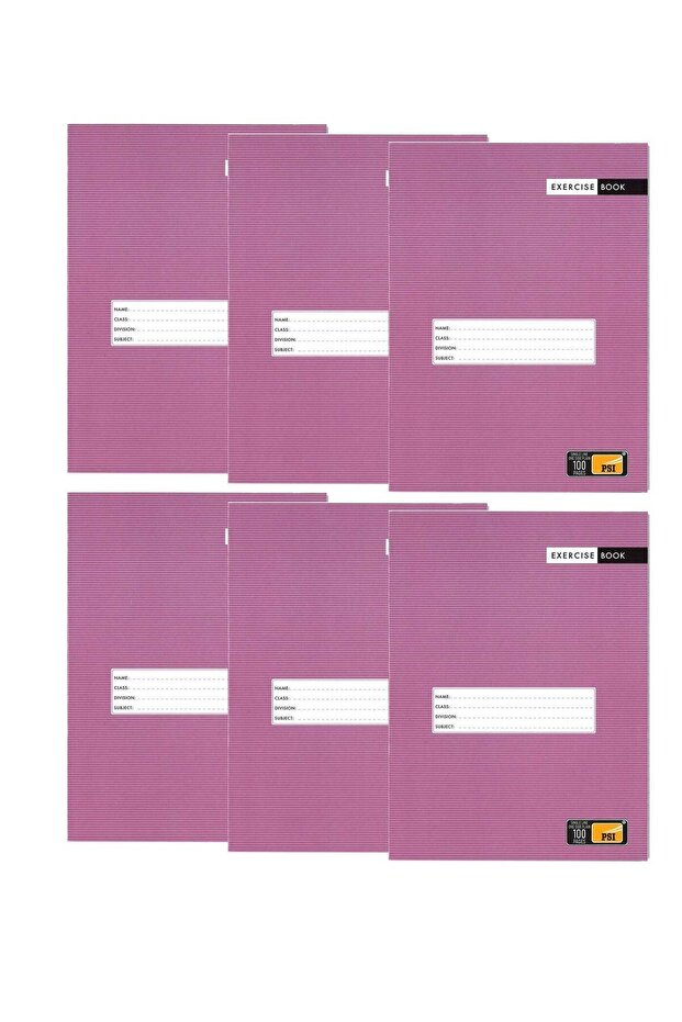 6-Piece Single Lined Exercise Notebook With One Side Plain 100 Pages A5 Size