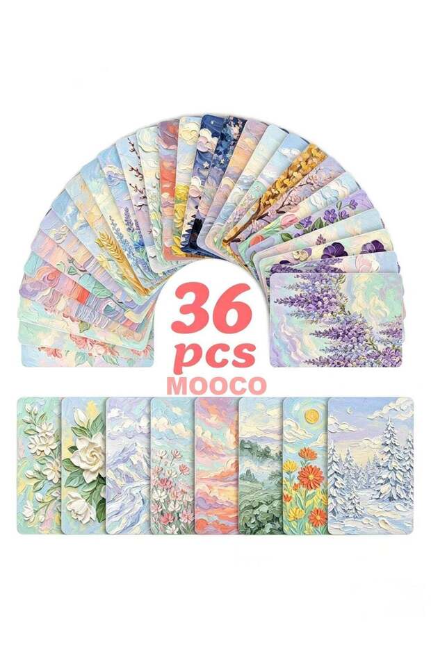 36PCS Floral Pattern Gift Decoration Card (8.9*6CM) ,3D Stereoscopic Oil Painting Effect,Birthday P