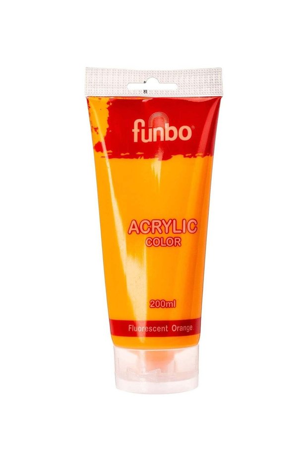 Acrylic Colour Paint Tube 200ml Content Flourescent Orange