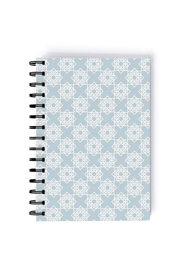 Geometry Pattern Printed Spiral A5 Notebook Black/White