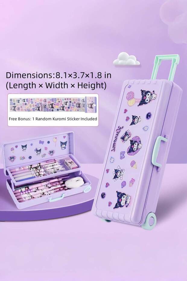 Pull-Along Double-Layer Pencil Case - Rolling School Trolley Box with Wheels & Waterproof ABS | 150