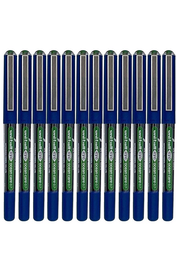 12-Piece Eye Fine Ocean Care Rollerball Pen 0.7mm Tip Green ink