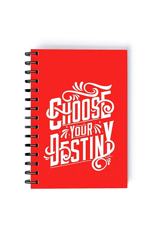 Choose Your Destiny Quote Rectangle Spiral A5 Notebook Red/White