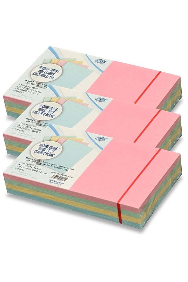 FIS® Record Cards or Index Cards, Size:5"x3" Inches (127x76mm), Two Sides Plain No Ruled, 180gsm, 1