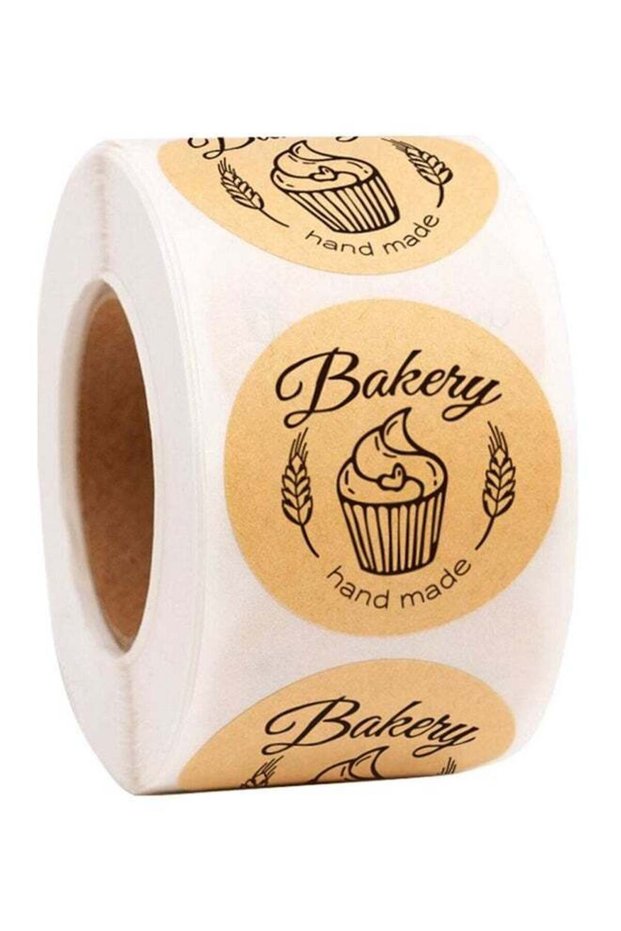 500-Piece Handmade Bakery Label Sticker Roll Brown