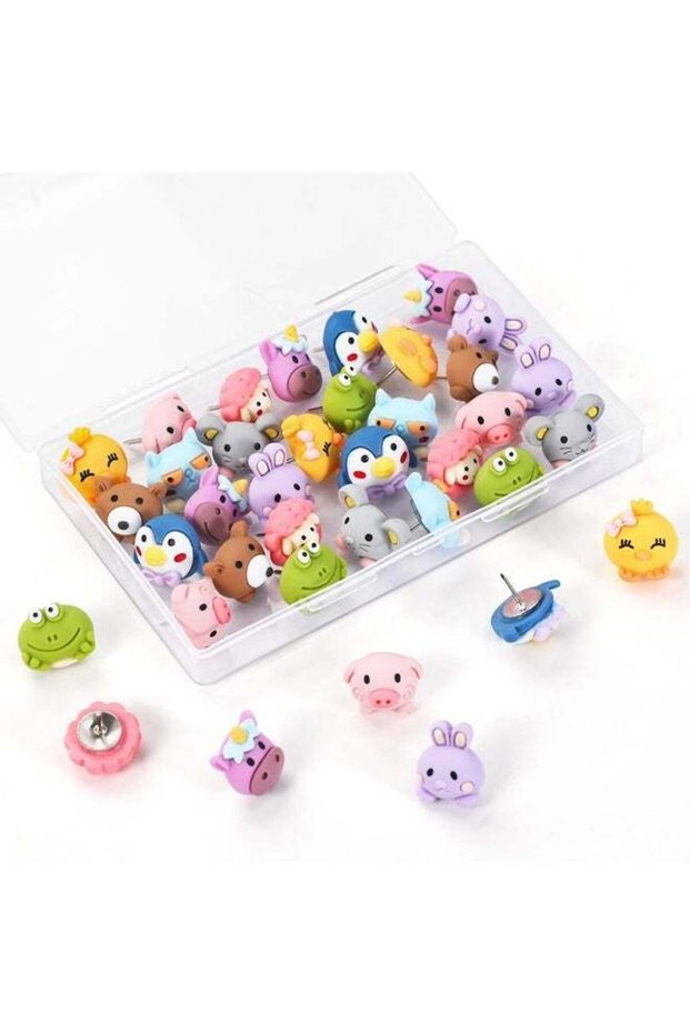 30 Pieces Cute Animal Push Pins, Animals Push Pins, Decorative Thumb Tacks, Fun Thumbtack, Pushpins