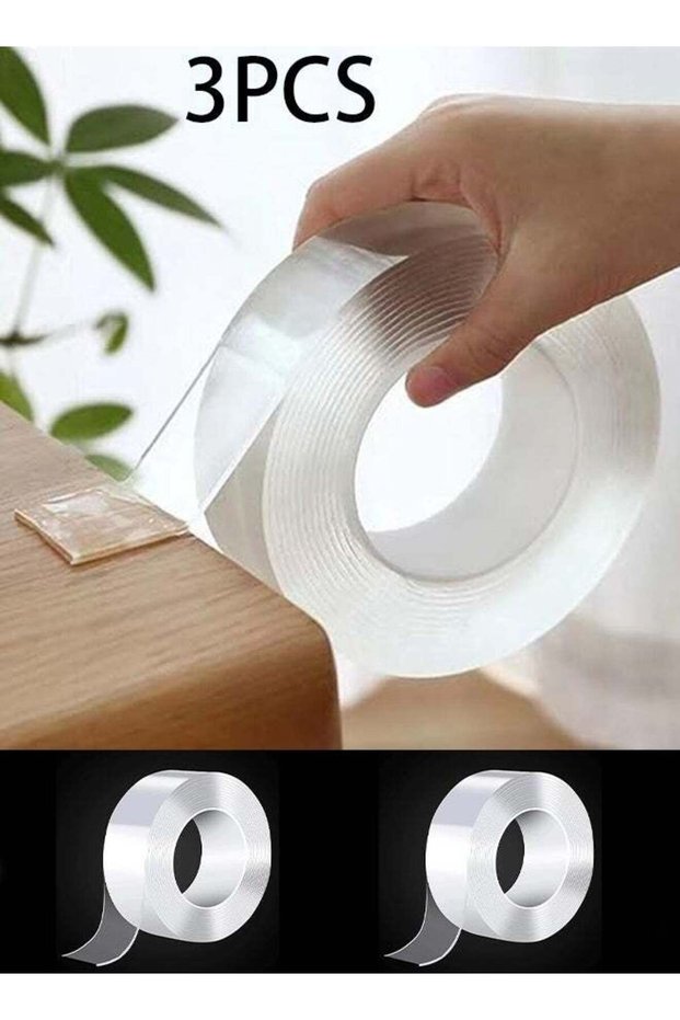 3 Pcs Double Sided Nano Adhesive Tape Clear 10mmX3m