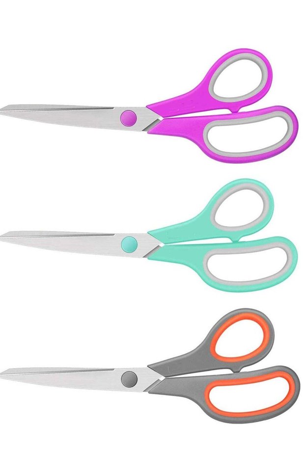 20 cm Titanium-Blade Soft-Grip Scissors, Sturdy Sharp Shears for Craft, Office Home School Sewing F