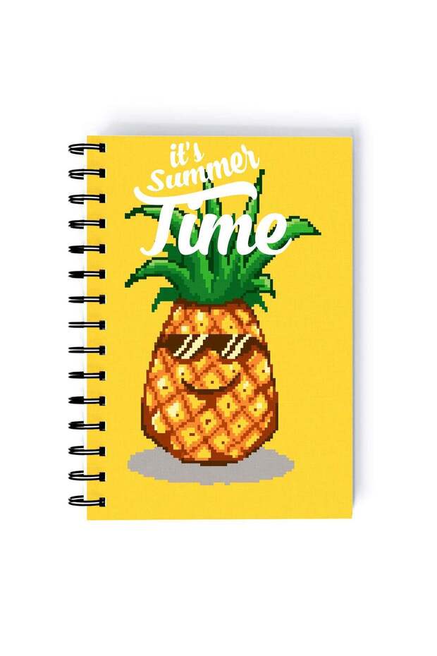 Spiral A5 Notebook Retro Pixel Art Pineapple Funny