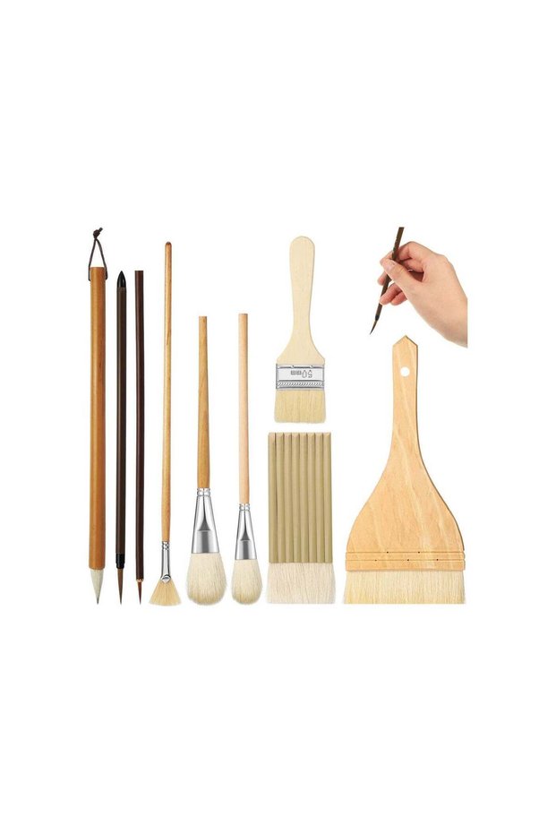Ceramic Brushes Set, Different Shapes Watercolor Wool Bristle Art Paintbrush Sets for Painting Arti