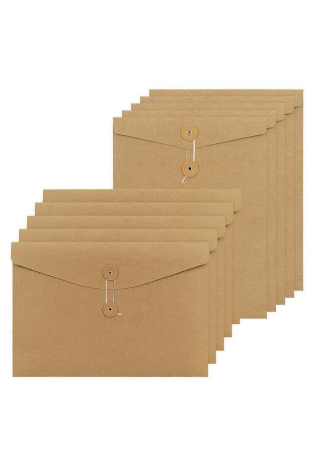 10PCS A4 Envelopes Kraft Paper Folders,Kraft Paper File Folders Project Pockets Document Wallet Bag