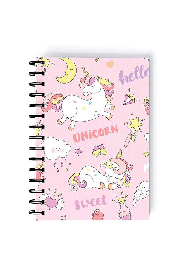 Spiral A5 Notebook Unicorn Cute Pattern Pink Aesthetics