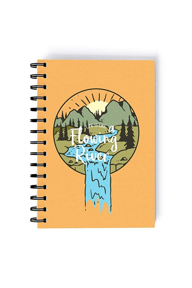 Flowing River Rectangle Spiral A5 Notebook Multicolour